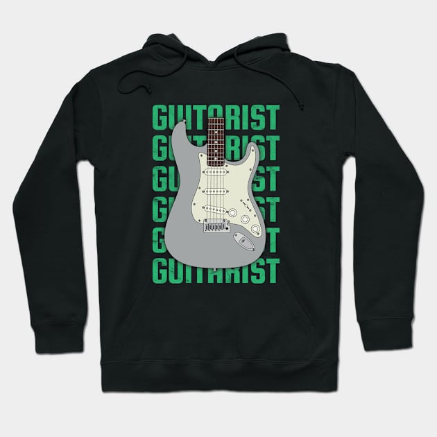 Guitarist Repeated Text S-Style Electric Guitar Body Hoodie by nightsworthy
